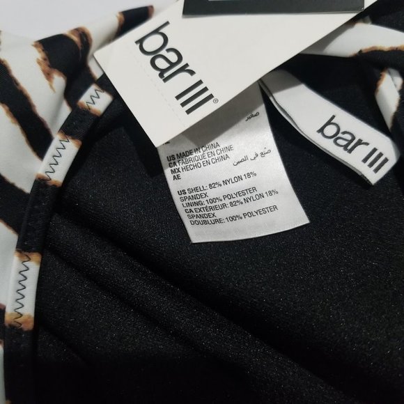 Bar III Printed V-Neck One-Piece Swimsuit Zebra Size Small - Picture 7 of 10